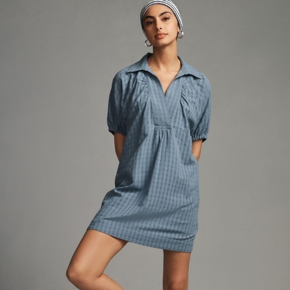 NWT By Anthropologie V-Neck Tiered-Sleeve Tunic Dress Medium